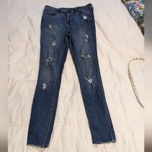 Hollister high rise super skinny distressed jeans size 27.